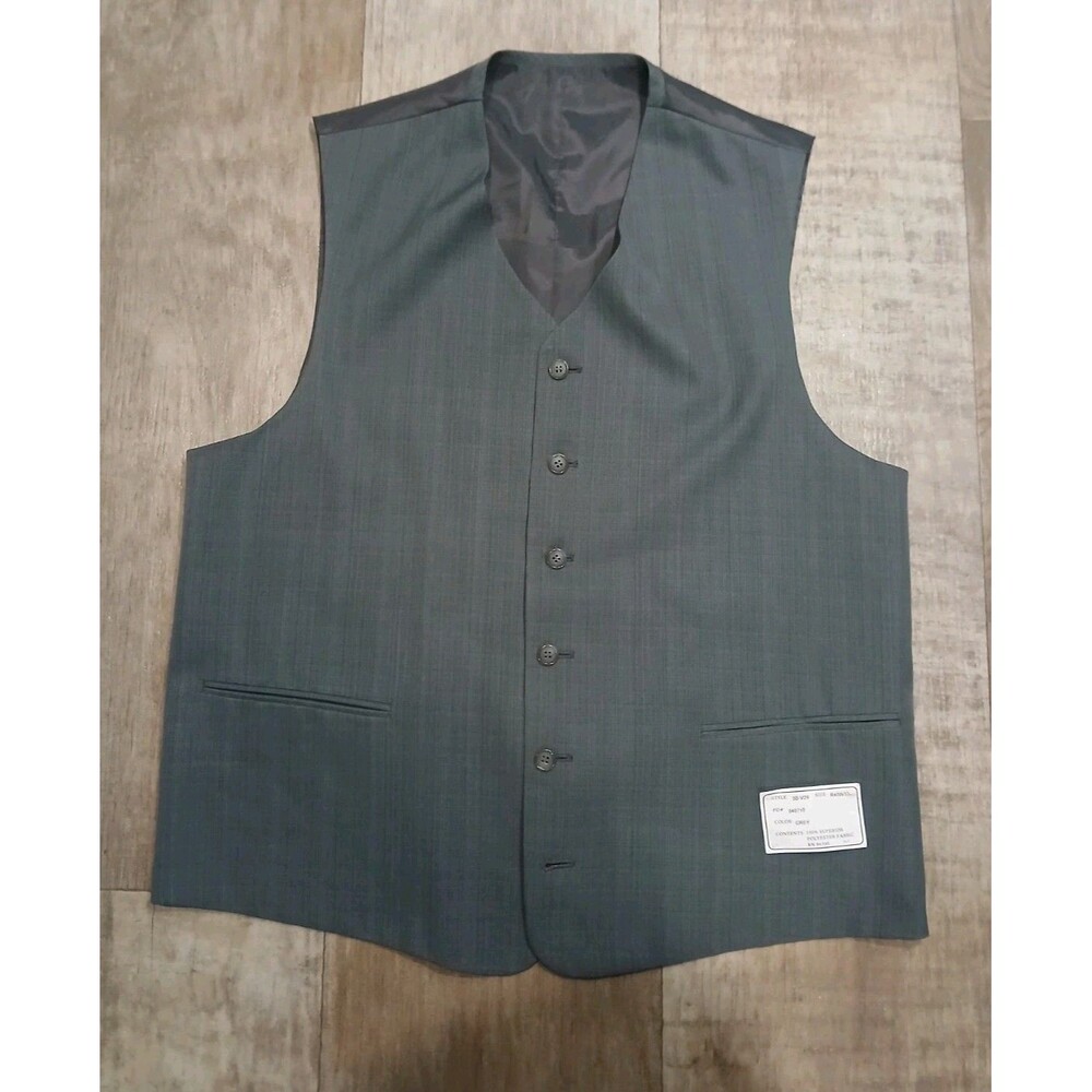Gioberti Vest Waistcoat Mens 4XL Gray Adjustable Back V-Neck Button-Front Pocket